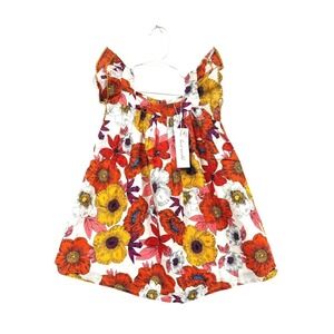 Beet World Everly‎ Square Neck Dress Red & Orange Floral Girls 2-3Y NWT